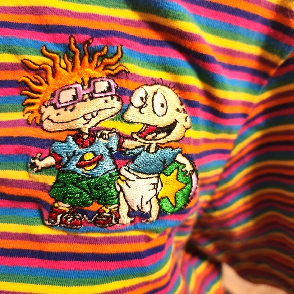 Nickelodeon Rugrats Multicolored Striped Tee Women's Size Small - Picture 2 of 8